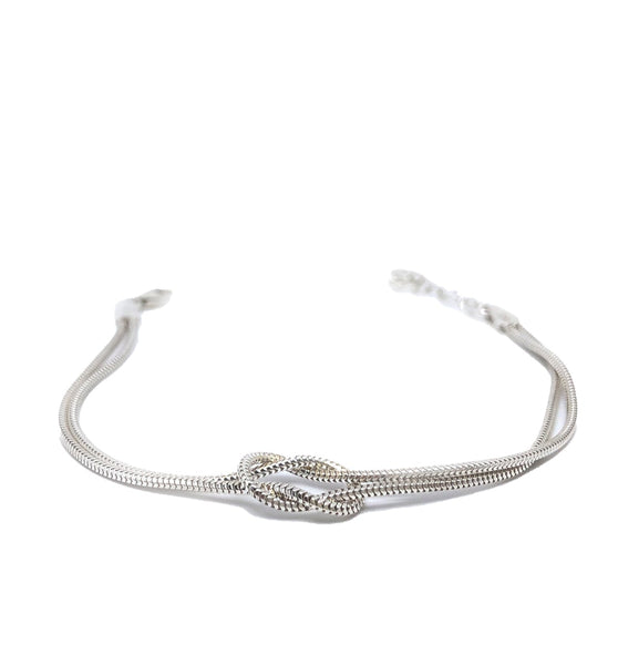 Silver-Plated Bracelet with Love Knot Design