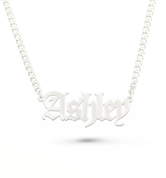 Custom Gothic Name Necklace with Bold Chain