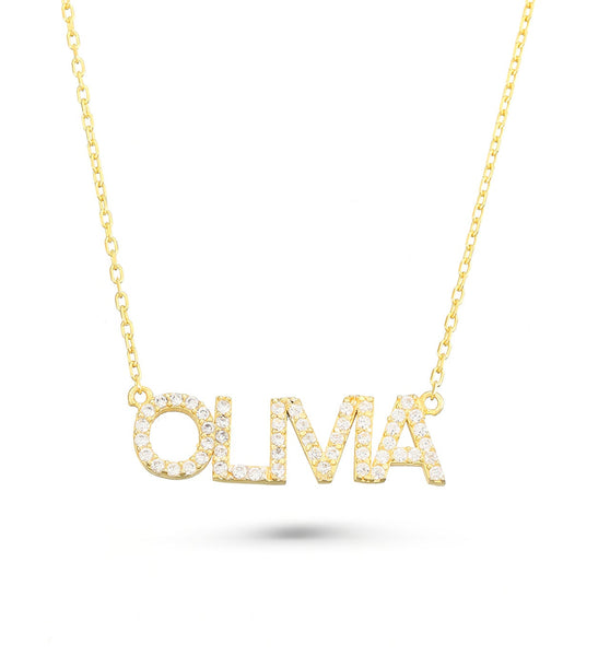 Cubic Zirconia Name Necklace in Silver, Version 1