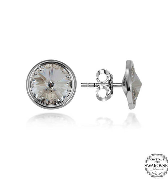 Silver Stud Earrings with Swarovski Crystals for Women